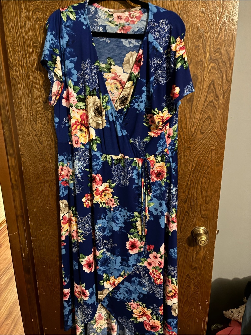 Floral Wrap Maxi Dress - Navy Blue